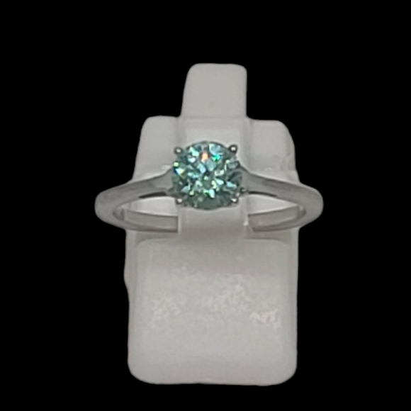 NWT Lustro Stella Swarovski's Finest Fancy Light Green Diamond Ring - Picture 7 of 15